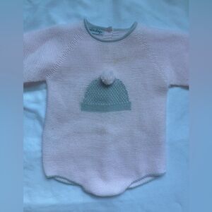 Cozy Pink Bodysuit with Green Hat Design